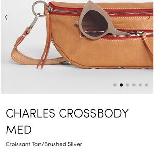 NWT Hammitt Charles crossbody Med- beautiful croissant tan leather w red detail